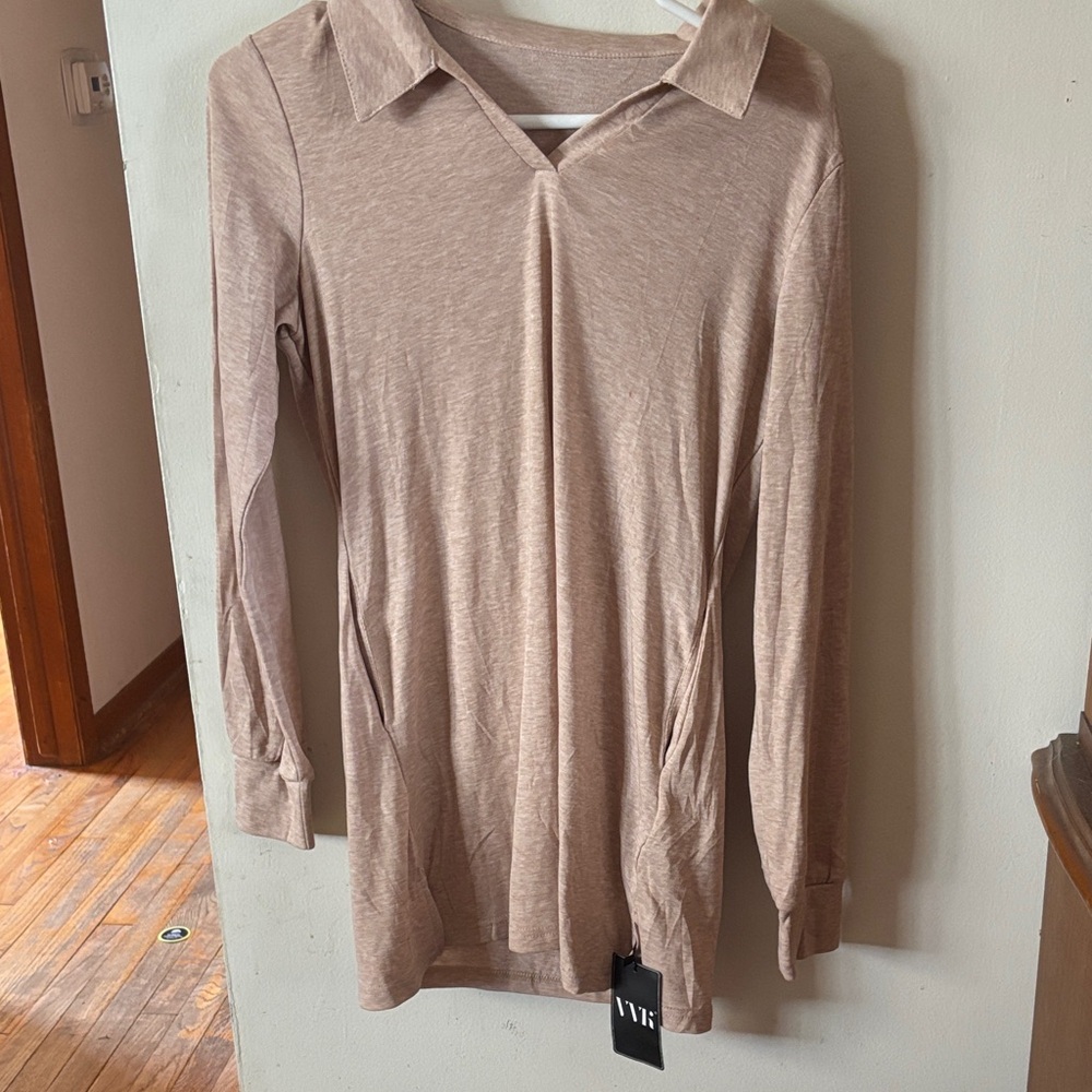 Chic Tan Long Sleeve Tunic